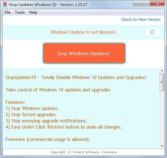 StopUpdates10(win10自动更新关闭工具)下载