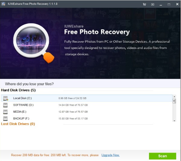 IUWEshare Free Photo Recovery(照片恢复软件)下载