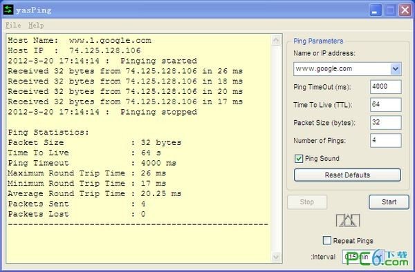 ping命令图形用户界面工具(yasPing)下载