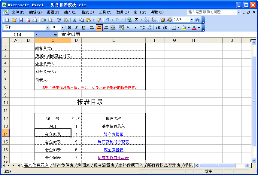 最新财务报表模板下载