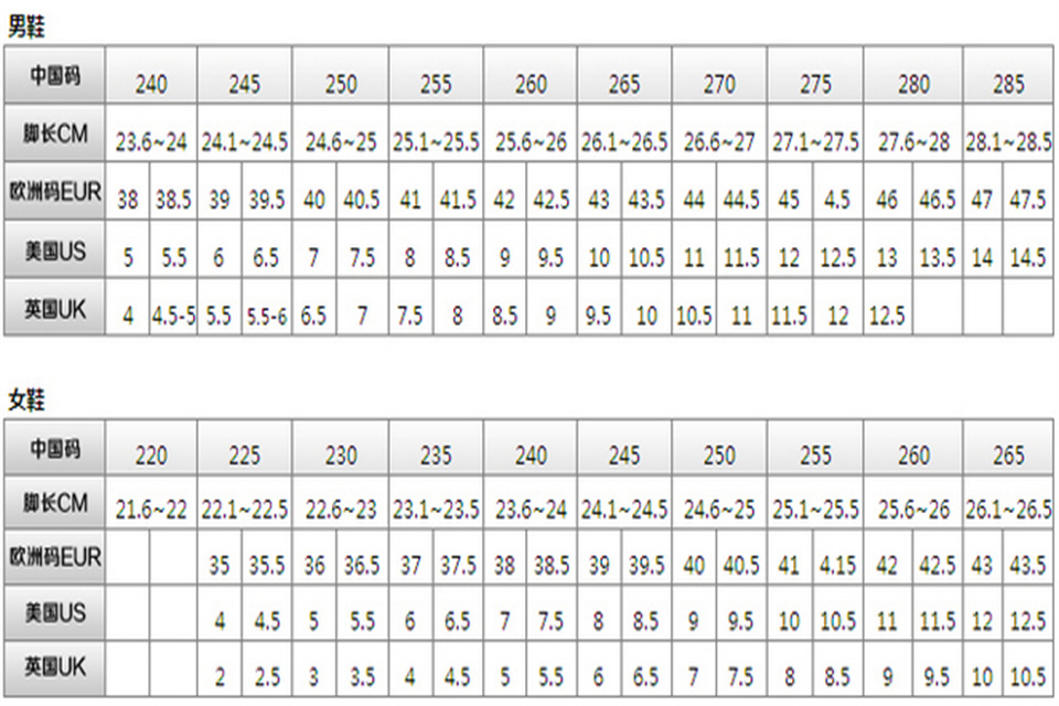 260是多大码的鞋男鞋