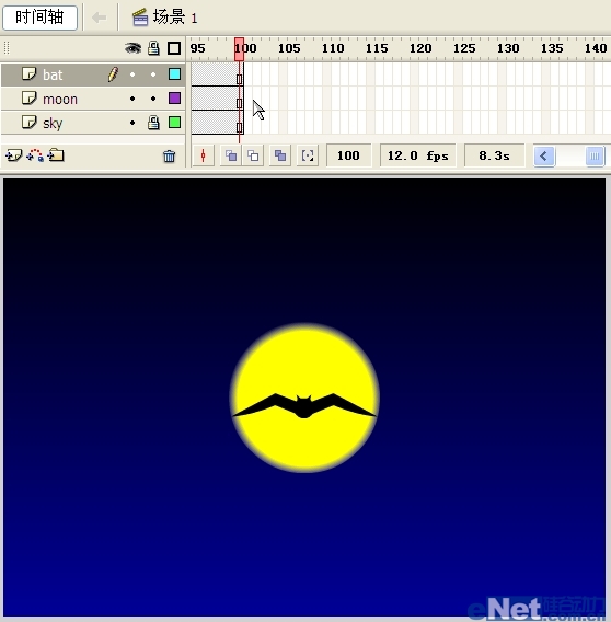 Flash教你如何制作蝙蝠在月夜里飞翔