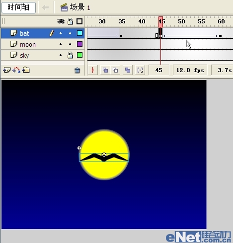 Flash教你如何制作蝙蝠在月夜里飞翔