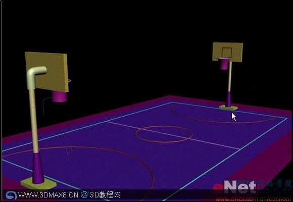 3DMAX制作篮球场建模教程