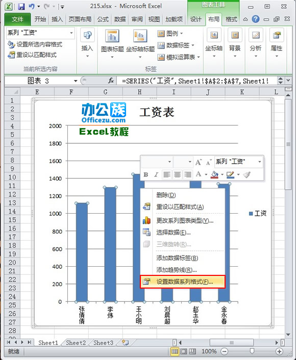 选择“设置数据系列格式”选项