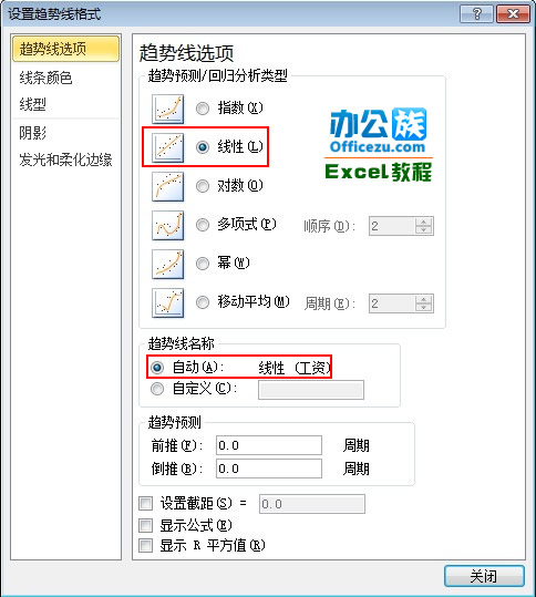 Excel2010图表系列添加趋势线