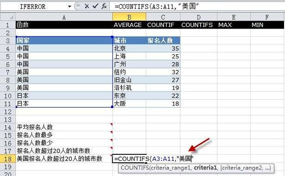 Execl2010中的COUNTIFS函数如何运用