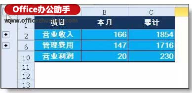 使用excel的组合功能实现数据隐藏