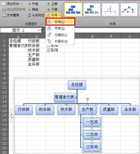 Excel2010组织结构图制作