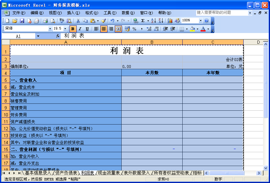 最新财务报表模板下载