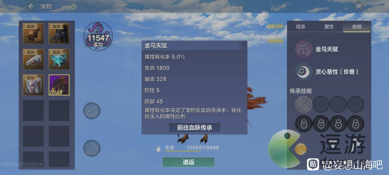 妄想山海金乌资质技能分享 妄想山海金乌资质技能介绍