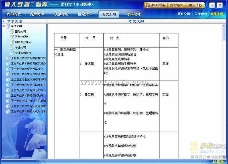 博大致睿题库之眼科学（主治医师）学习系列软件下载