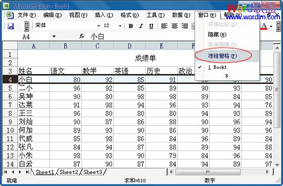 Excel如何固定表头