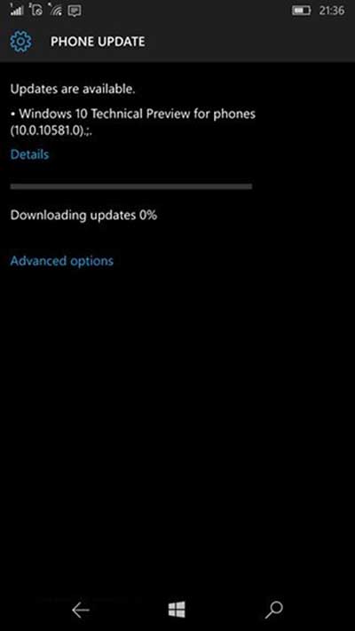 Win10 Mobile预览版10581下载卡在0%怎么办