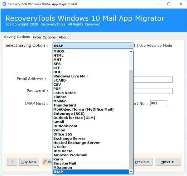 RecoveryTools Windows 10 Mail App Migrator(邮件转换工具)下载