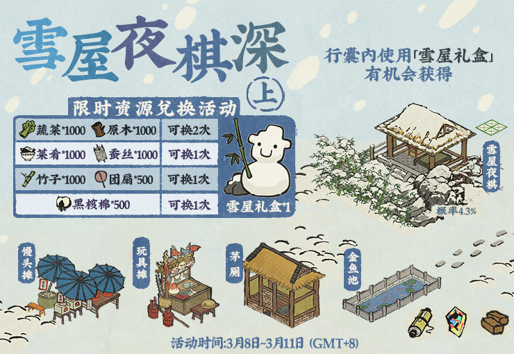 江南百景图雪屋夜棋深活动奖励一览