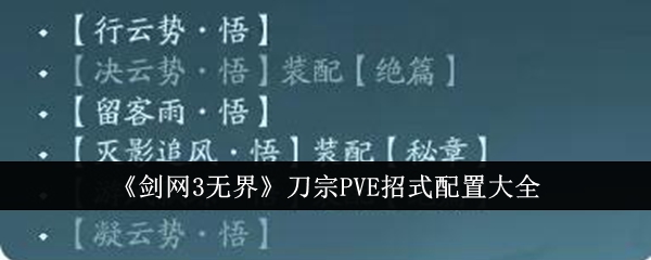 《剑网3无界》刀宗PVE招式配置大全