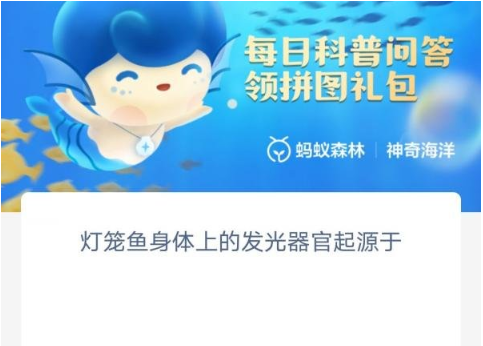 灯笼鱼身体上的发光器官起源于