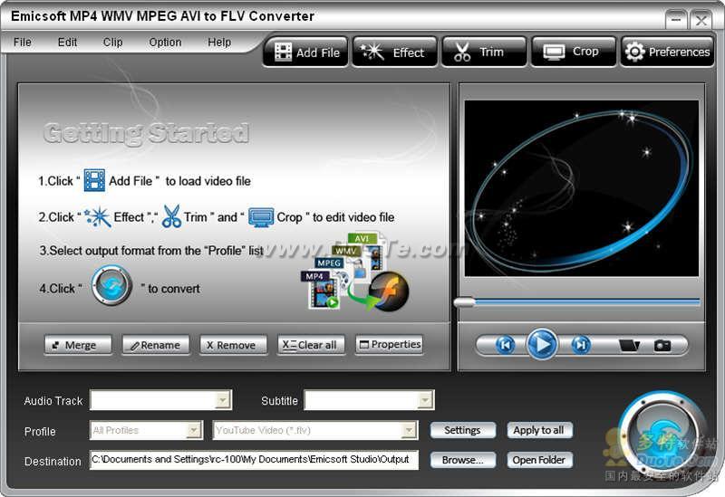 Emicsoft MP4 WMV MPEG AVI to FLV Converter下载