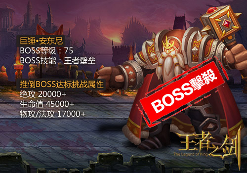 《王者之剑》推到BOSS达标属性介绍