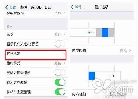 iOS8邮件应用自定义轻扫手势做快捷操作