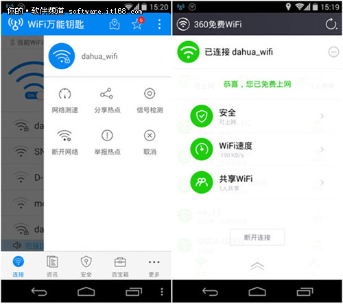 360免费wifi和wifi万能钥匙哪个好