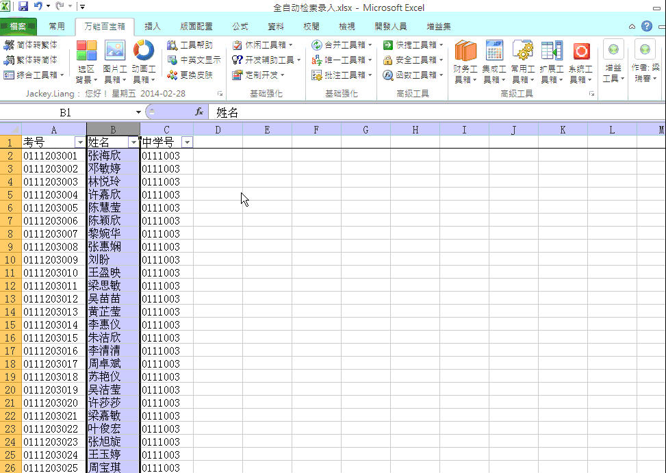 EXCEL全自动检索录入工具下载