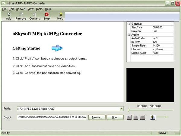 aSkysoft MP4 to MP3 Converter(视频转音频工具)下载