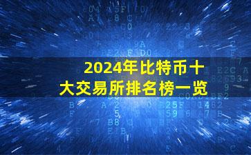 2024年比特币十大交易所排名榜一览