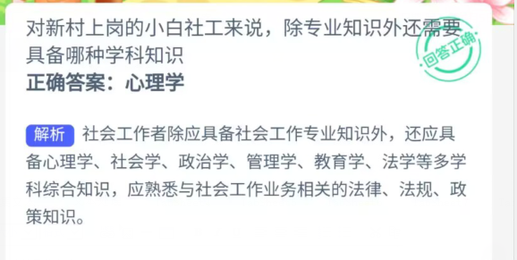 对新村上岗的小白社工来说除专业知识外还需要具备哪种学科知识