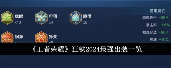 《王者荣耀》狂铁2024最强出装一览