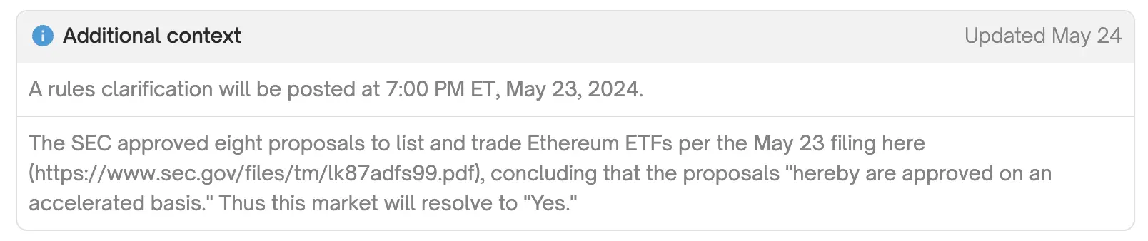 以太坊 ETF 到底算不算通过？这事关一场 1300 万美元的赌注