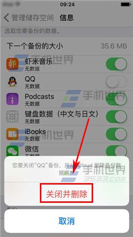 苹果iPhone6S如何删除云备份