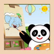 熊猫宝宝绘画和贴画大巴士