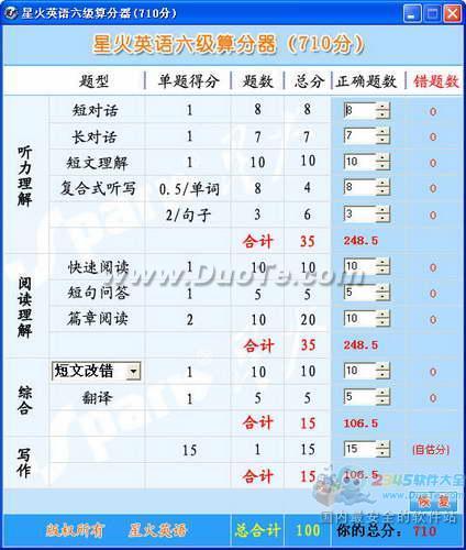 星火英语六级算分器 (710分制)下载