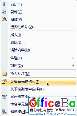 设计Excel 2007数据表格式