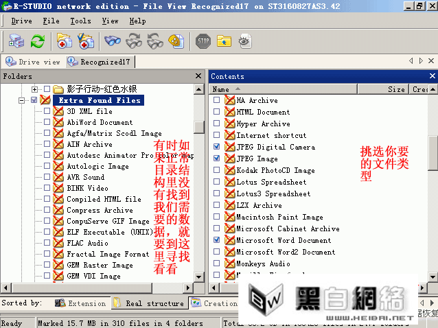 挑选你要的R-Studio文件类型