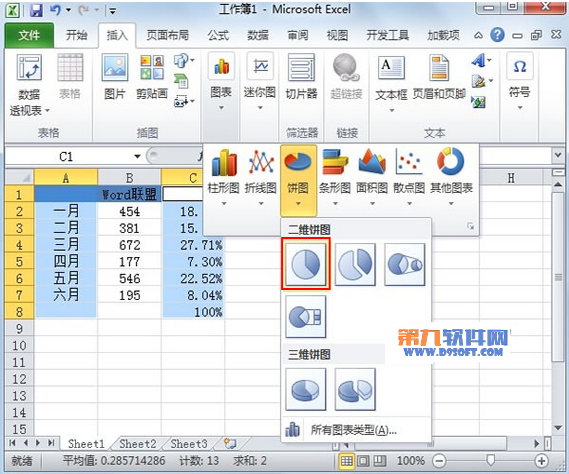 Excel制作半圆饼状图方法