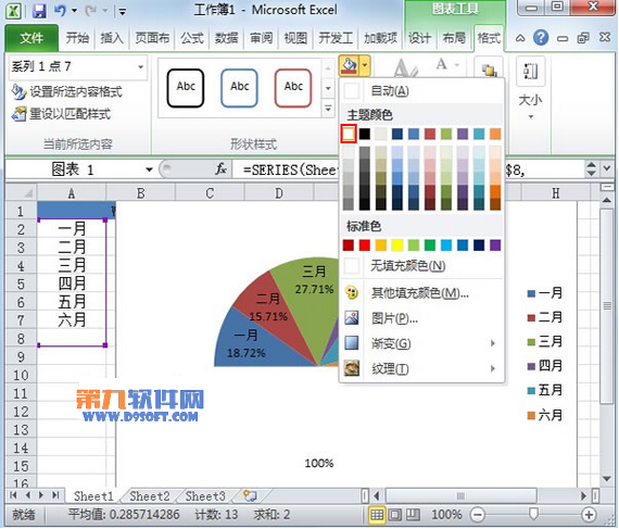 Excel制作半圆饼状图方法